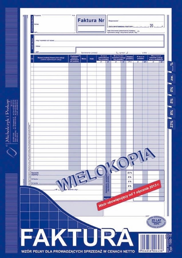 Druk Faktura Vat Pełna A4 101 1e