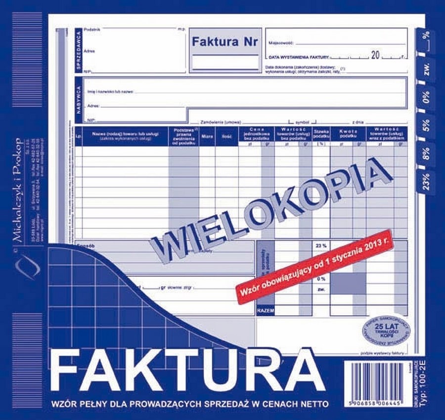Druk Faktura Vat 23 A4 Wielokopia 100 2