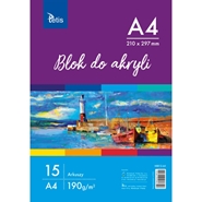 Blok do akryli Tetis A4 190g/m2 15 ark.