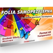 Folia samoprzylepna przezroczysta Błyszcząca 50um 10ark A5 laser