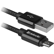 Kabel USB - microUSB 1,0m Defender Pro 2,1A Czarny w oplocie