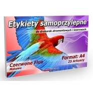 Etykiety samoprzylepne - 210x297mm - Czerwone Fluo 25 arkuszy A4