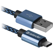 Kabel USB - USB C 1,0m Defender Pro 2,1A Niebieski w oplocie