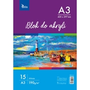 Blok do akryli Tetis A3 190g/m2 15 ark.