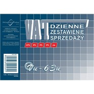 Druk DZIENNE ZESTAWIENIE SPRZEDAŻY VAT VU-63U
