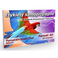 Etykiety samoprzylepne - 210x297mm - Pomarańczowe Fluo 25 arkuszy