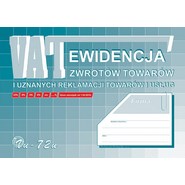 Druk EWIDENCJA VAT ZWROTÓW TOWARÓW I A4 VU-72U