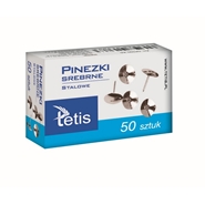 Pinezki metalowe Tetis 50szt srebrne