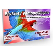 Etykiety samoprzylepne - 210x297mm - Czerwone 25 arkuszy A4 HQ